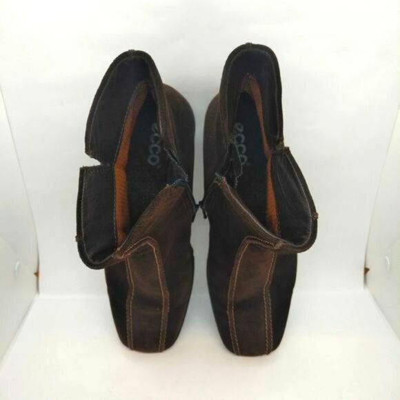 Ecco Womens Brown Leather Casual Zip Up Boots Size 38 US 7 To 7.5 Ecco Boots - Picture 6 of 9